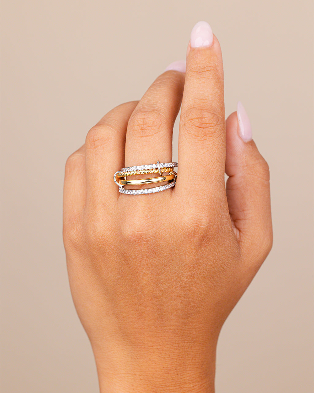 Asta CZ Linked Stacking Ring Set