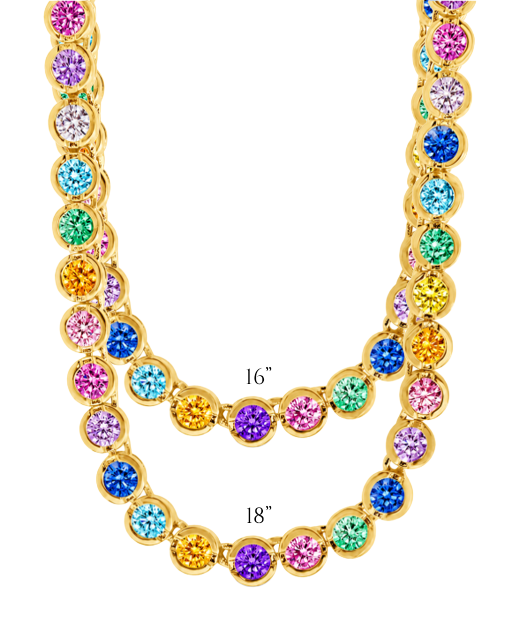Helene Bezel Rainbow CZ Tennis Necklace