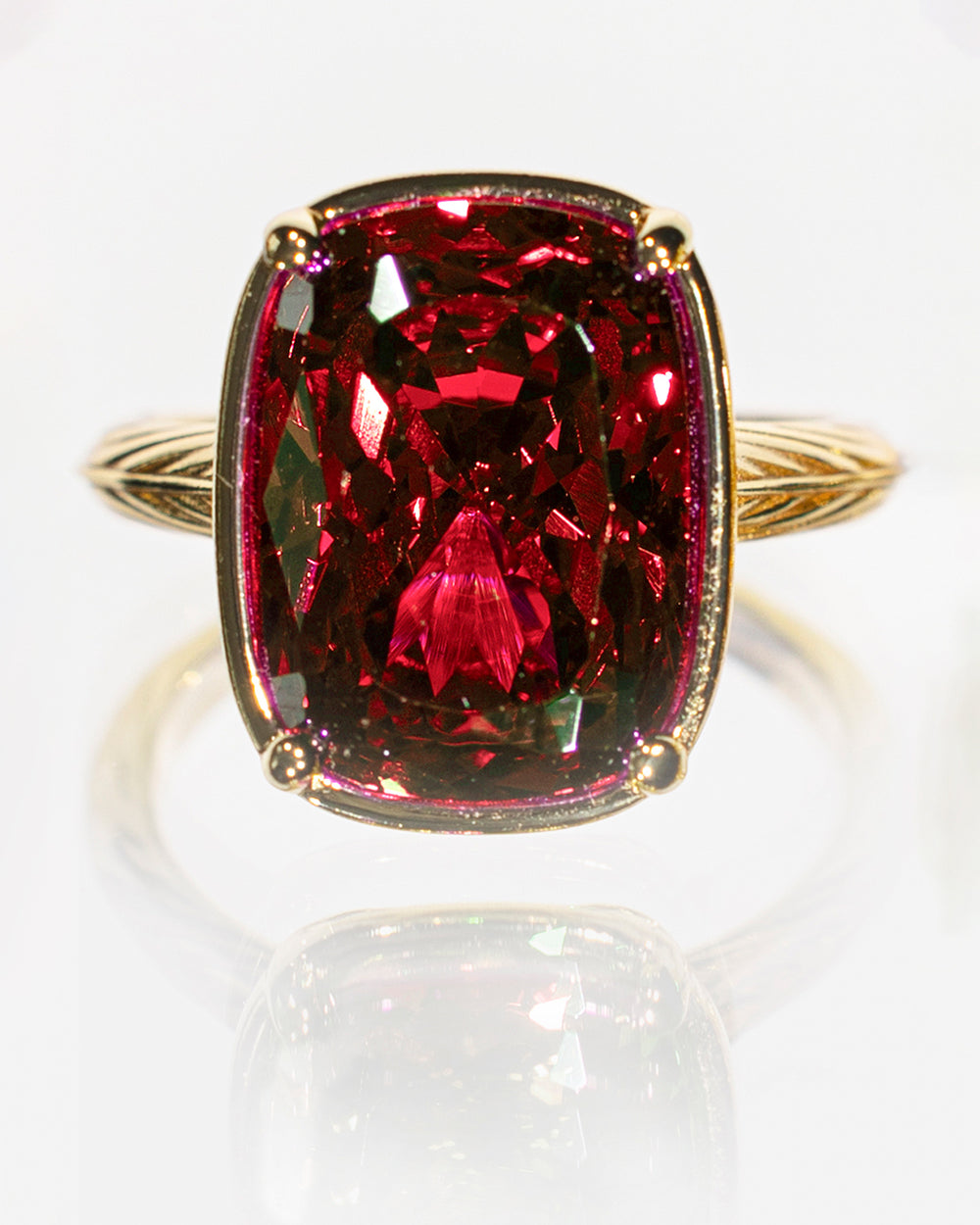Sterling Silver Elongated Cushion Garnet CZ Cocktail Ring