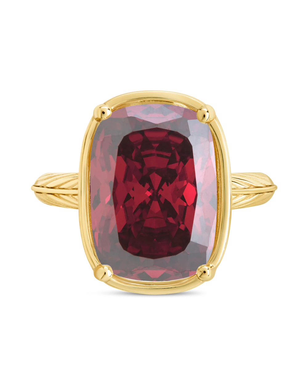 Sterling Silver Elongated Cushion Garnet CZ Cocktail Ring