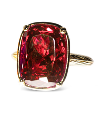 Sterling Silver Elongated Cushion Garnet CZ Cocktail Ring