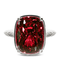 Sterling Silver Elongated Cushion Garnet CZ Cocktail Ring - Sterling Forever