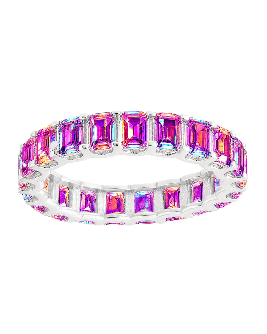 Sterling Silver Rio Baguette Iridescent CZ Ring