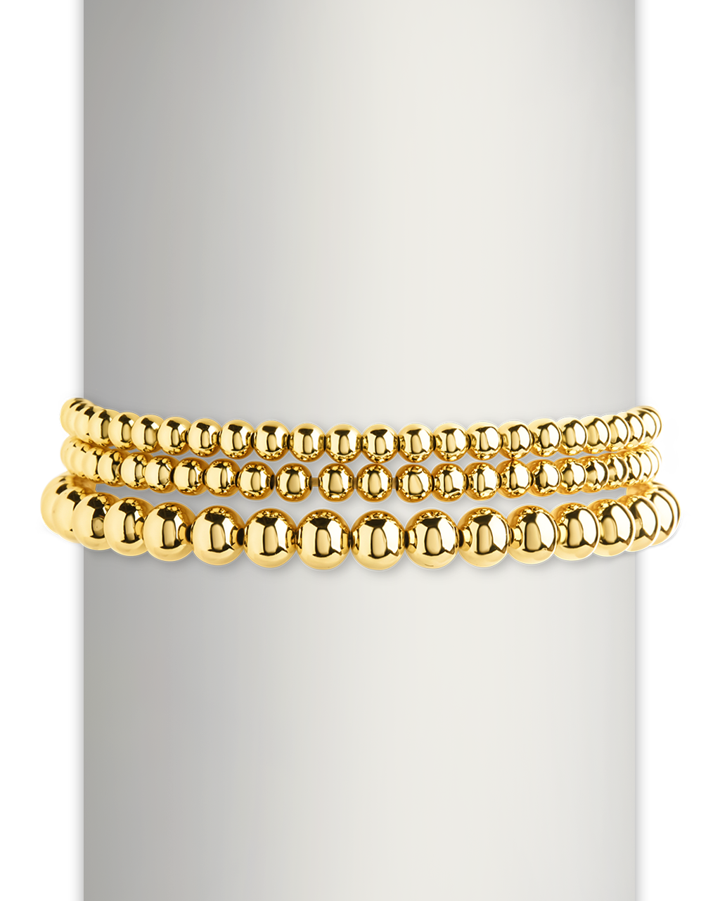 Sterling Silver Beaded Stretch Bracelet Sets