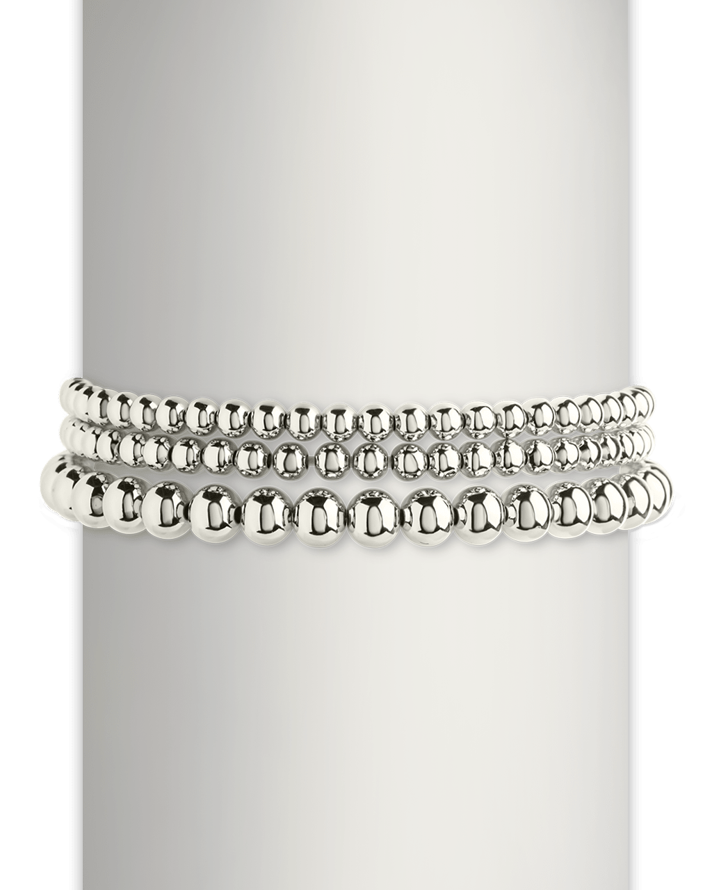 Sterling Silver Beaded Stretch Bracelet Sets - Sterling Forever