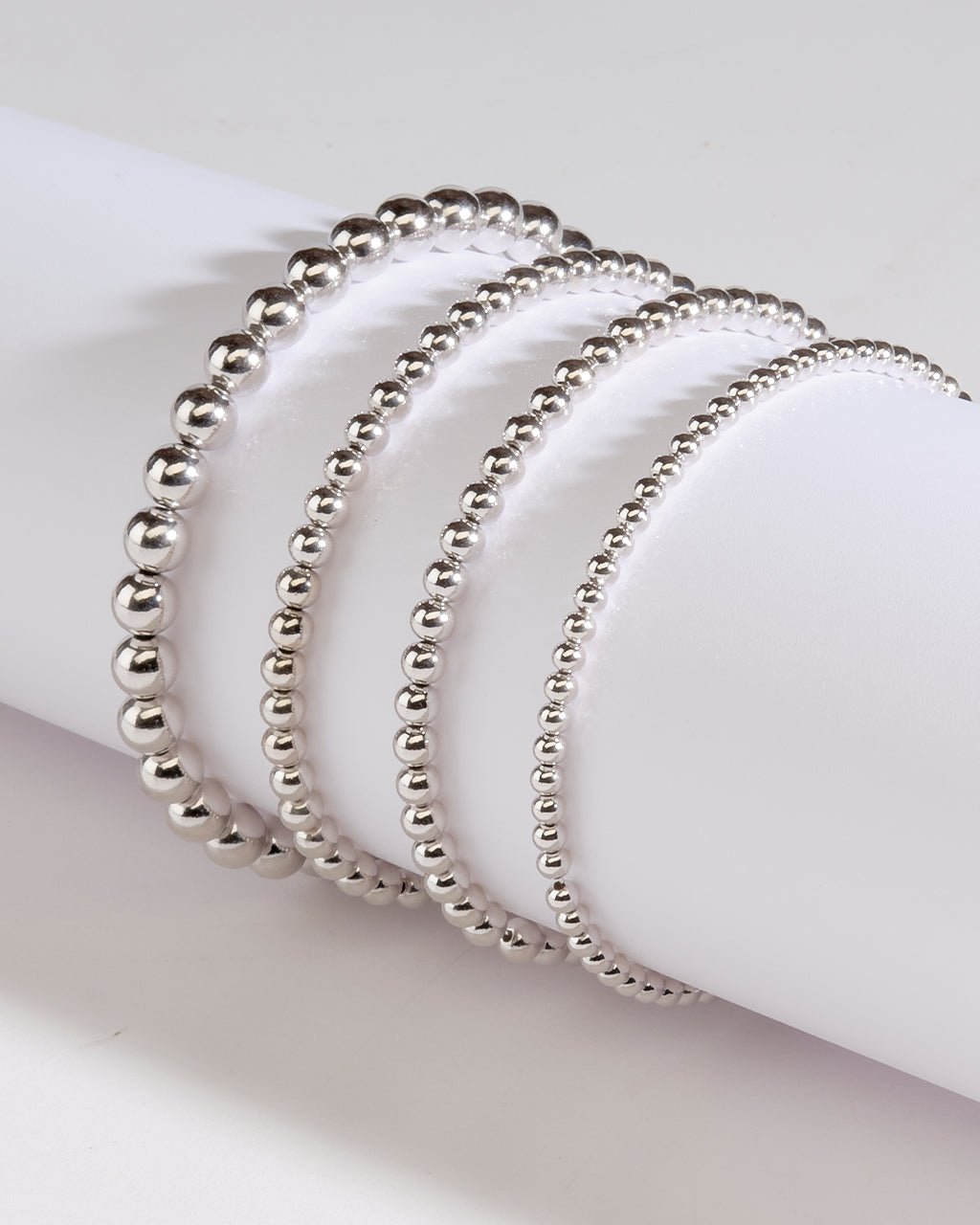 Sterling Silver Beaded Stretch Bracelet Sets - Sterling Forever