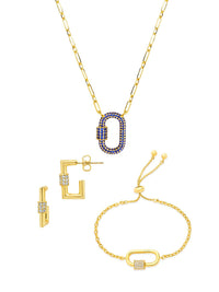 Pave CZ Carabiner Lock Necklace Bundle - Sterling Forever