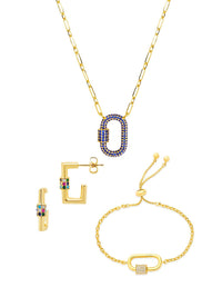 Pave CZ Carabiner Lock Necklace Bundle - Sterling Forever