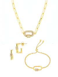 Pave CZ Carabiner Linked Lock Necklace Bundle - Sterling Forever