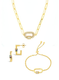 Pave CZ Carabiner Linked Lock Necklace Bundle - Sterling Forever