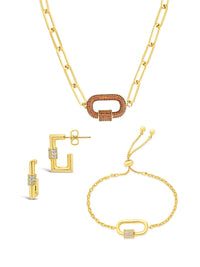 Pave CZ Carabiner Linked Lock Necklace Bundle - Sterling Forever