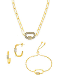 Pave CZ Carabiner Linked Lock Necklace Bundle - Sterling Forever