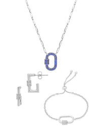 Pave CZ Carabiner Lock Necklace Bundle - Sterling Forever
