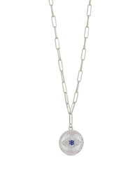 CZ & Mother of Pearl Evil Eye Pendant Necklace - Sterling Forever