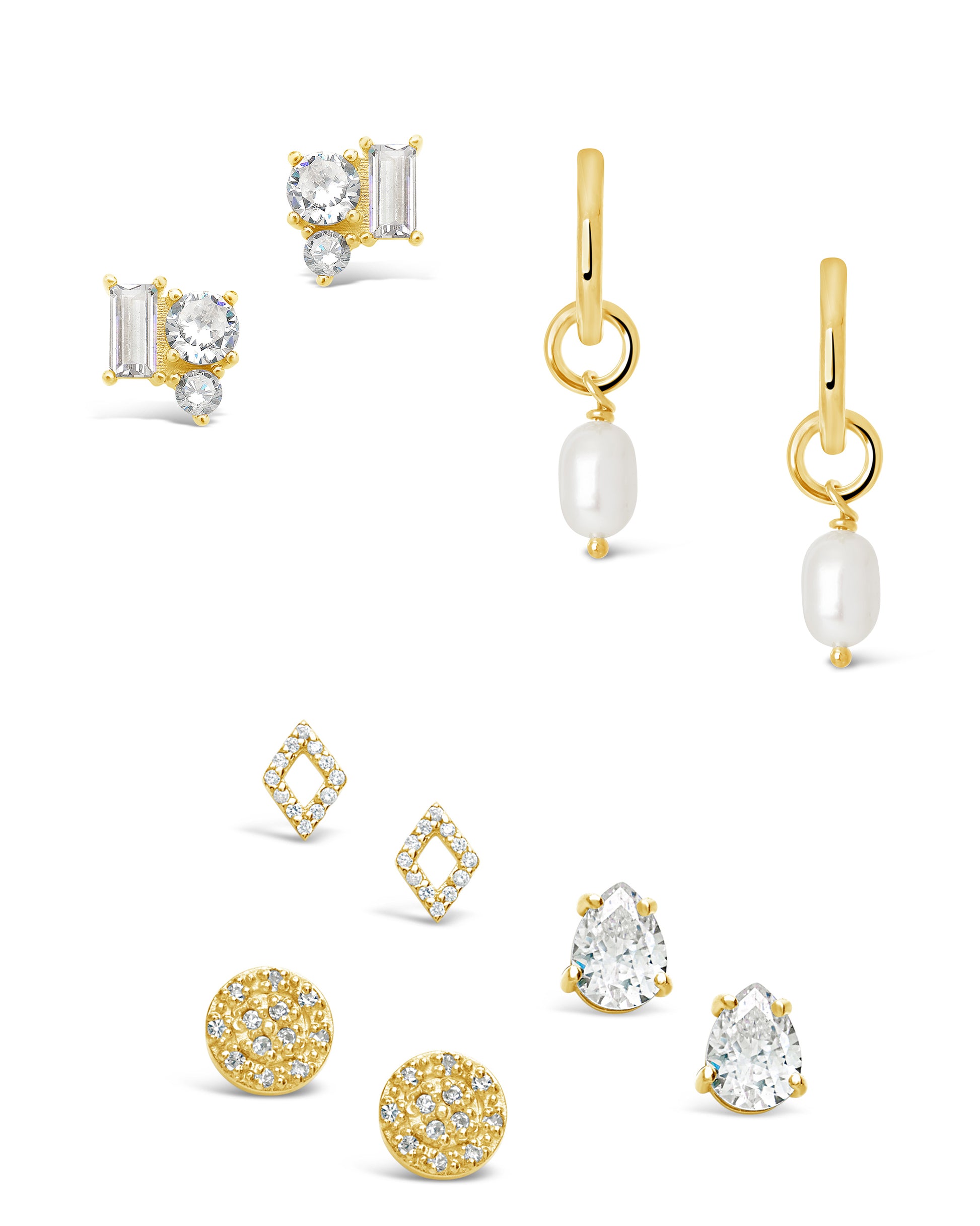 set gold earring bundle