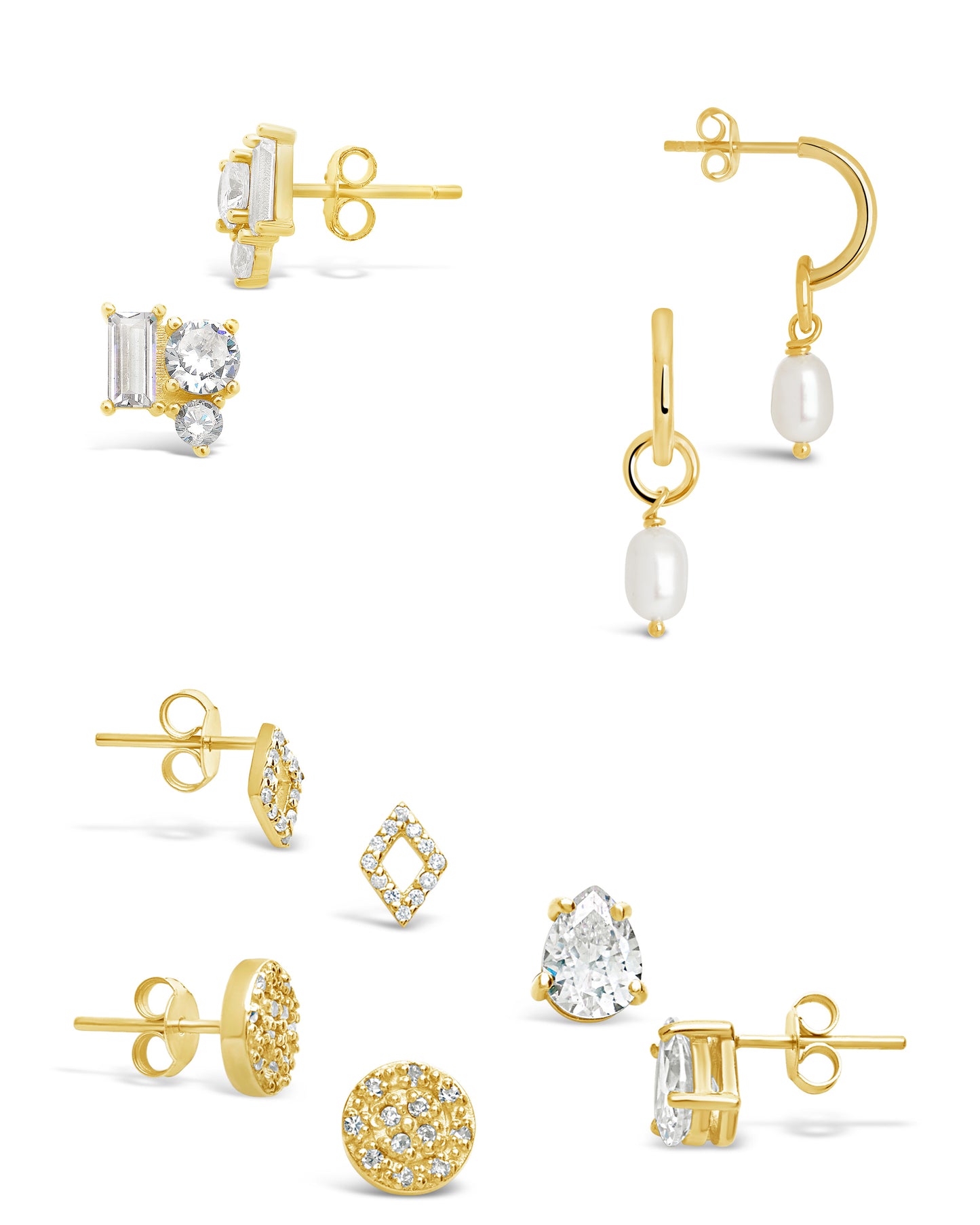 set gold earring bundle