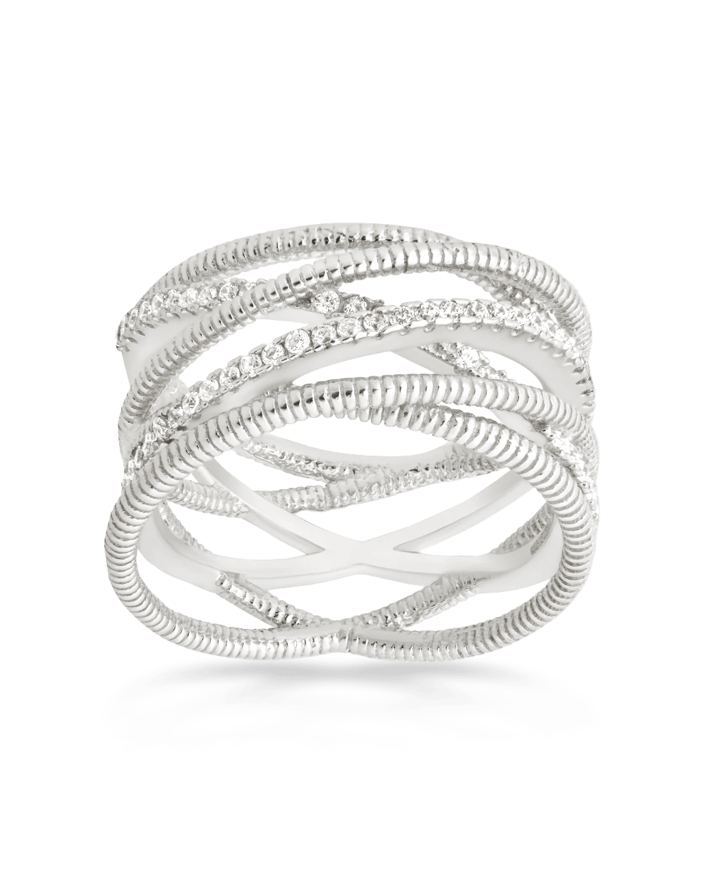 Sterling Silver Multi Band & CZ Ring - Sterling Forever