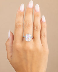 Sterling Silver Elongated Cushion Iridescent CZ Cocktail Ring