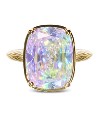 Sterling Silver Elongated Cushion Iridescent CZ Cocktail Ring
