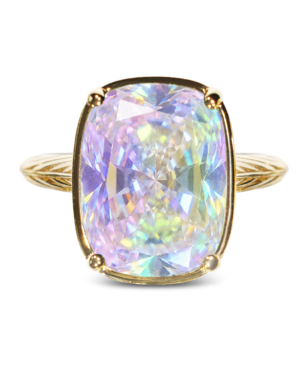 Sterling Silver Elongated Cushion Iridescent CZ Cocktail Ring