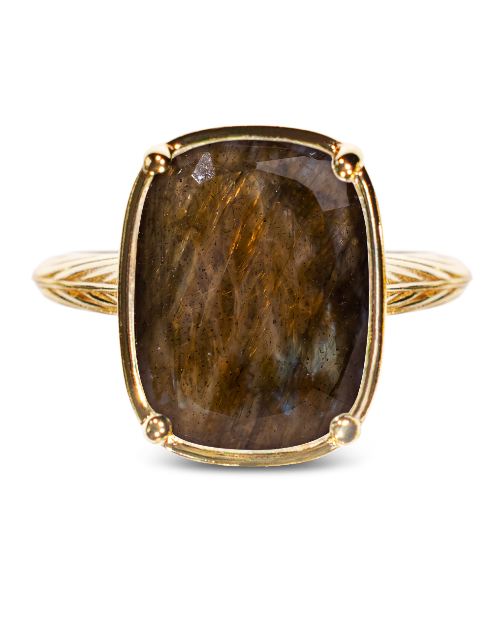 Sterling Silver Elongated Cushion Labradorite Cocktail Ring