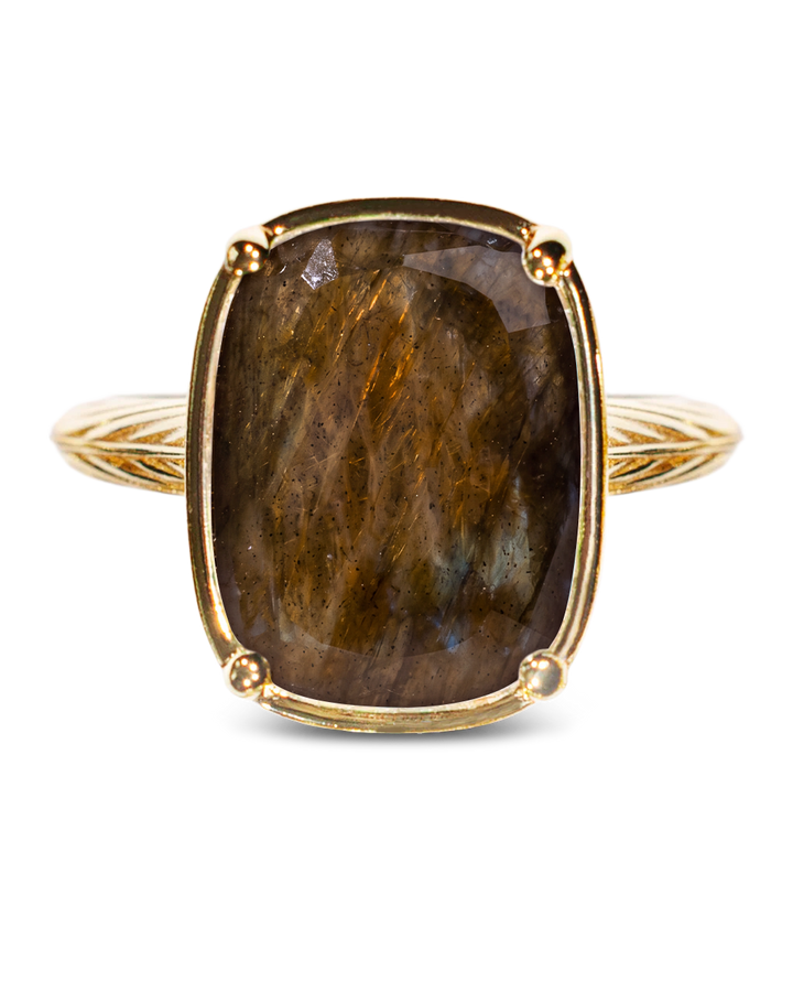 Sterling Silver Elongated Cushion Labradorite Cocktail Ring