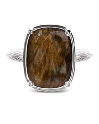 Sterling Silver Elongated Cushion Labradorite Cocktail Ring