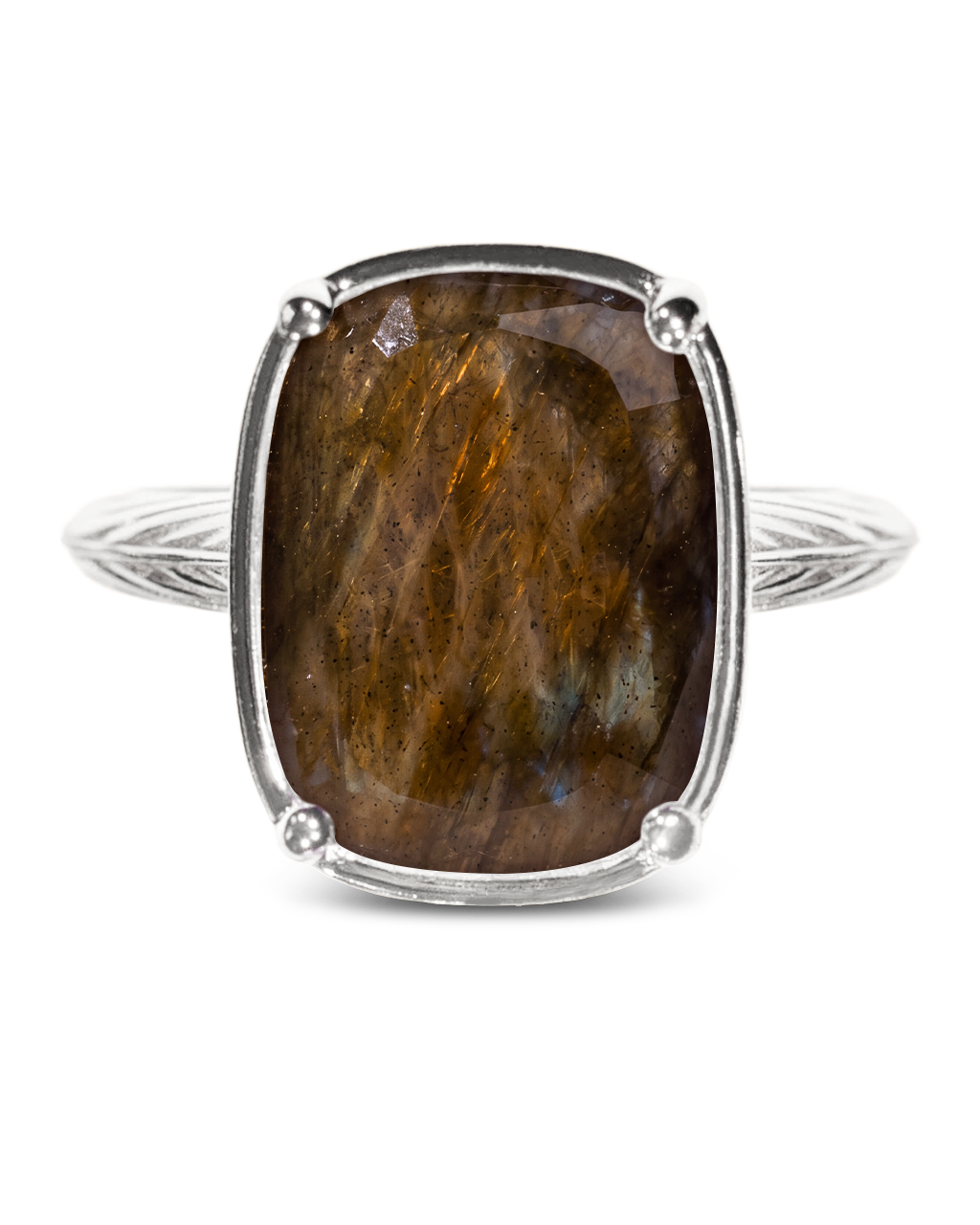 Sterling Silver Elongated Cushion Labradorite Cocktail Ring
