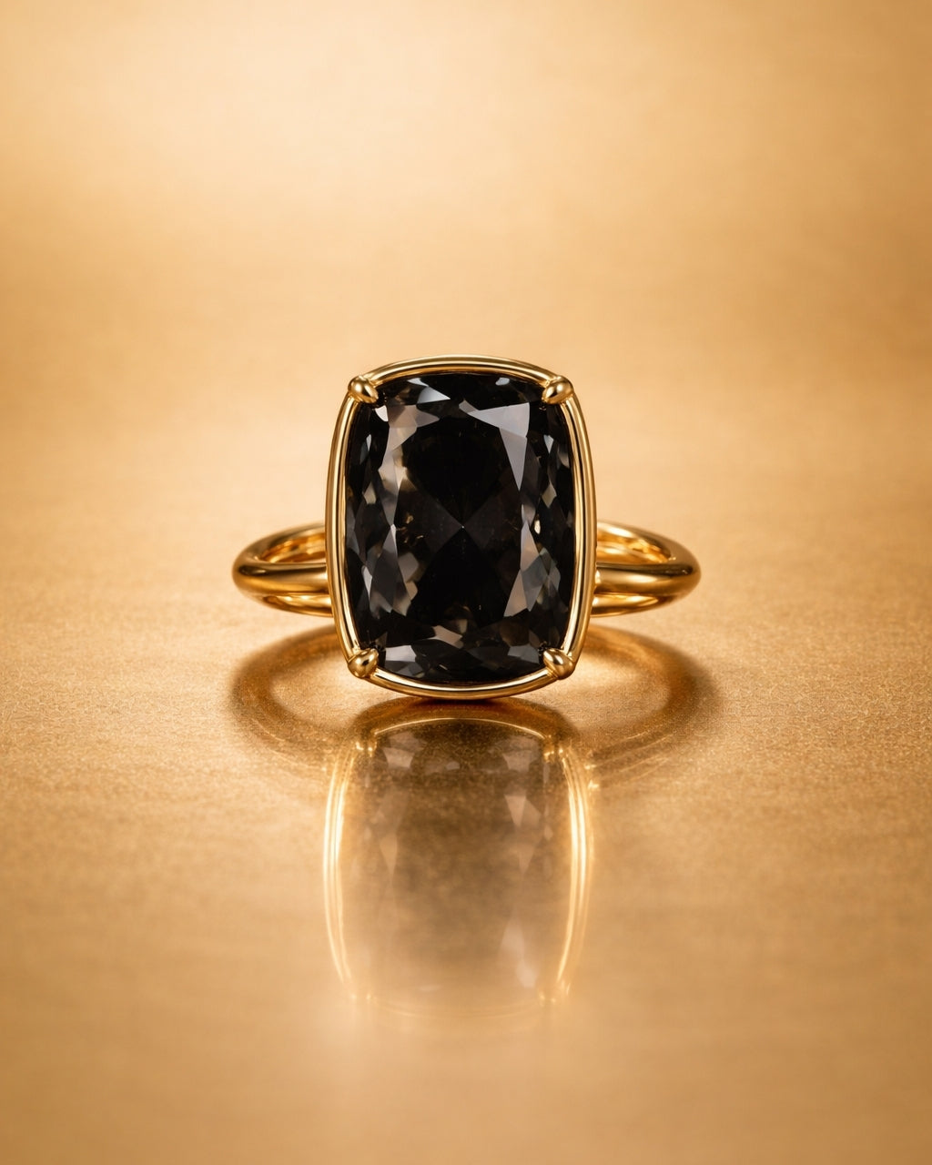 Sterling Silver Elongated Cushion Black CZ Cocktail Ring