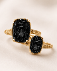 Sterling Silver Black Elongated Cushion Ring - Original & Mini Bundle