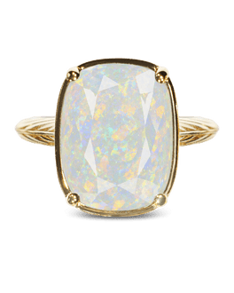 Sterling Silver Elongated Cushion Opal Cocktail Ring