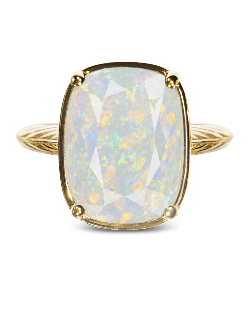 Sterling Silver Elongated Cushion Opal Cocktail Ring