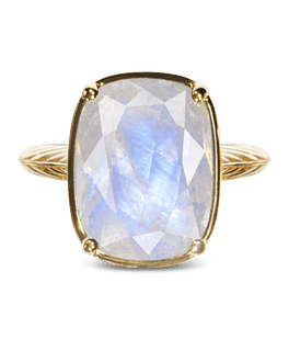 Sterling Silver Elongated Cushion Moonstone Cocktail Ring