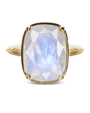 Sterling Silver Elongated Cushion Moonstone Cocktail Ring