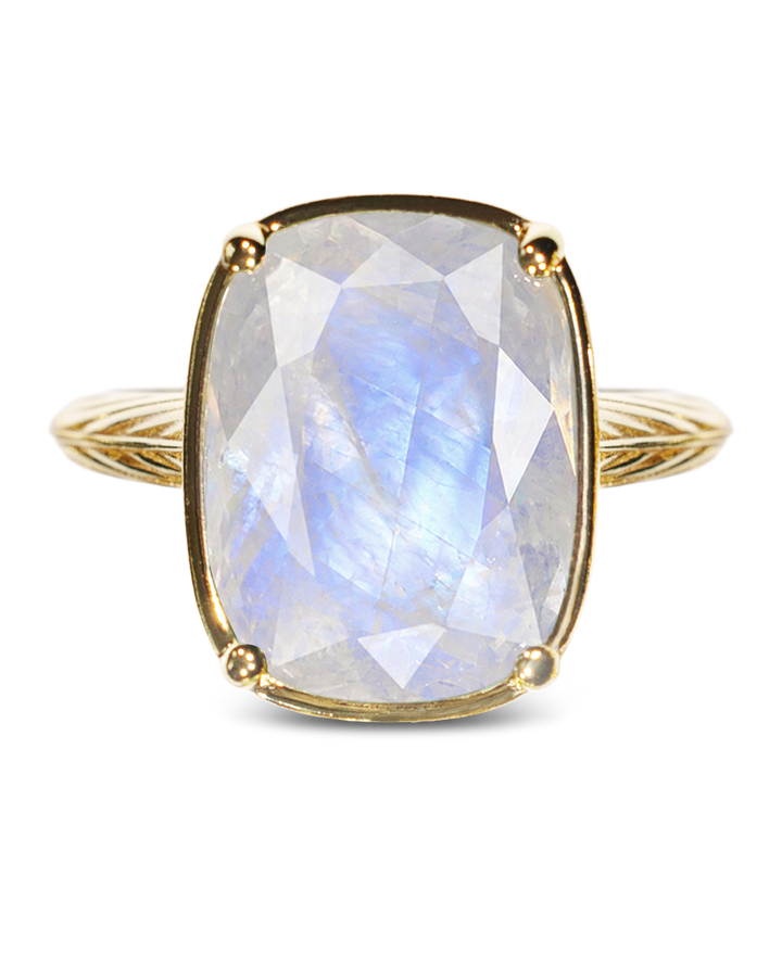 Sterling Silver Elongated Cushion Moonstone Cocktail Ring