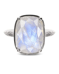 Sterling Silver Elongated Cushion Moonstone Cocktail Ring - Sterling Forever