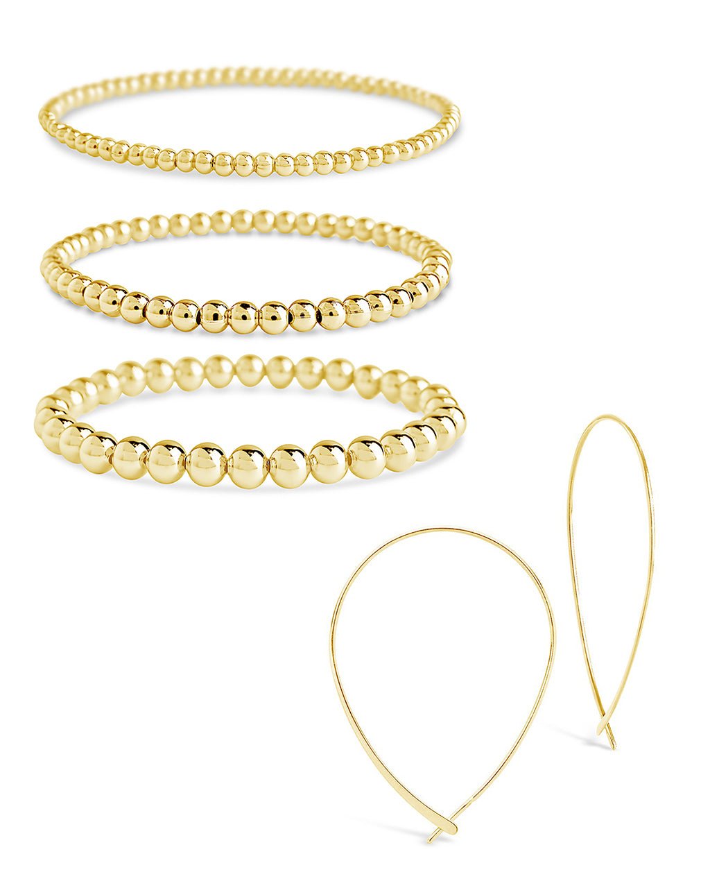 Beaded Bracelet & Delicate Threader Earrings Set - Sterling Forever