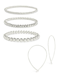 Beaded Bracelet & Delicate Threader Earrings Set - Sterling Forever