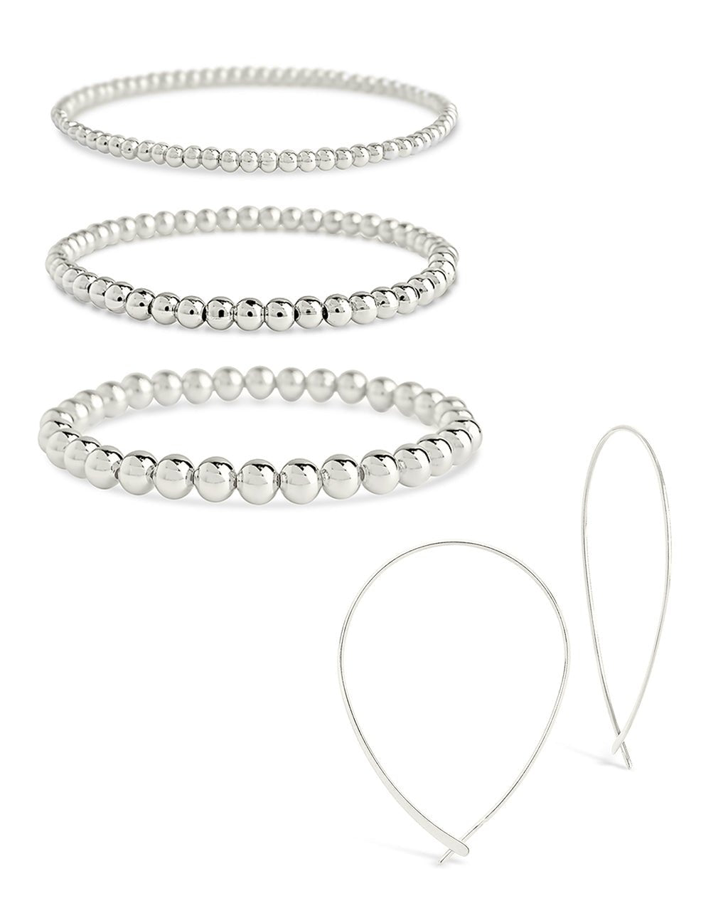 Beaded Bracelet & Delicate Threader Earrings Set - Sterling Forever
