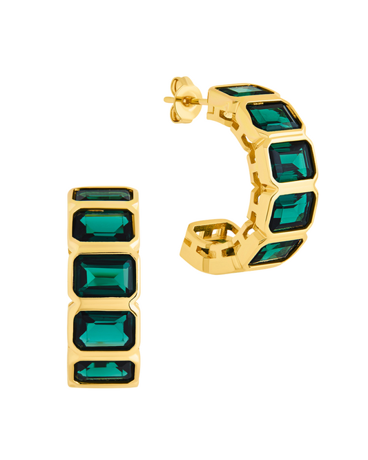 Nyssa Bezel CZ Station Hoop Earrings