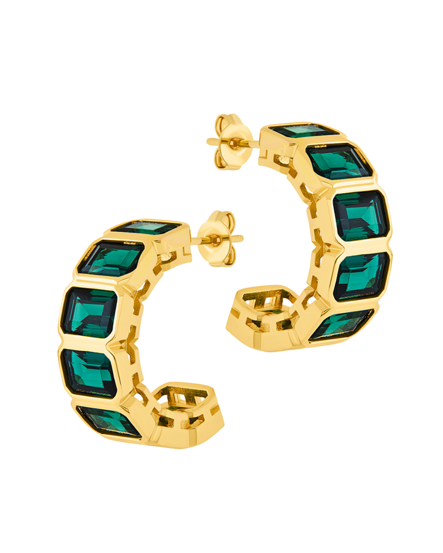 Nyssa Bezel CZ Station Hoop Earrings