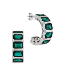 Nyssa Bezel CZ Station Hoop Earrings - Sterling Forever