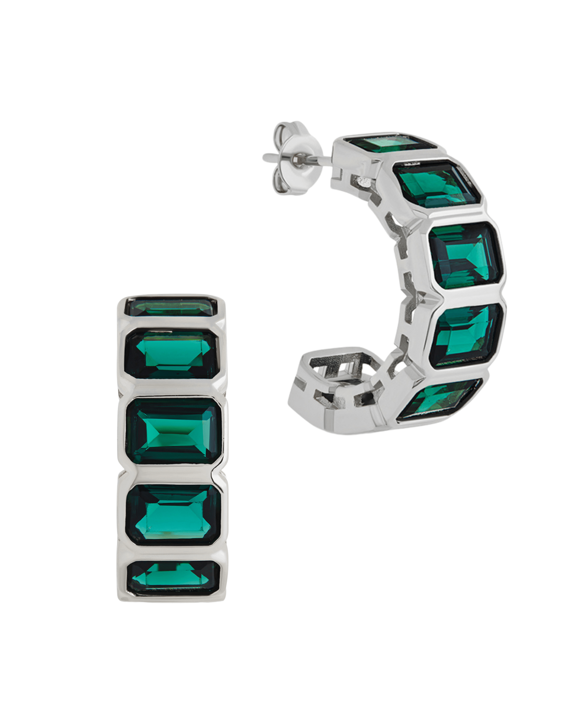 Nyssa Bezel CZ Station Hoop Earrings - Sterling Forever