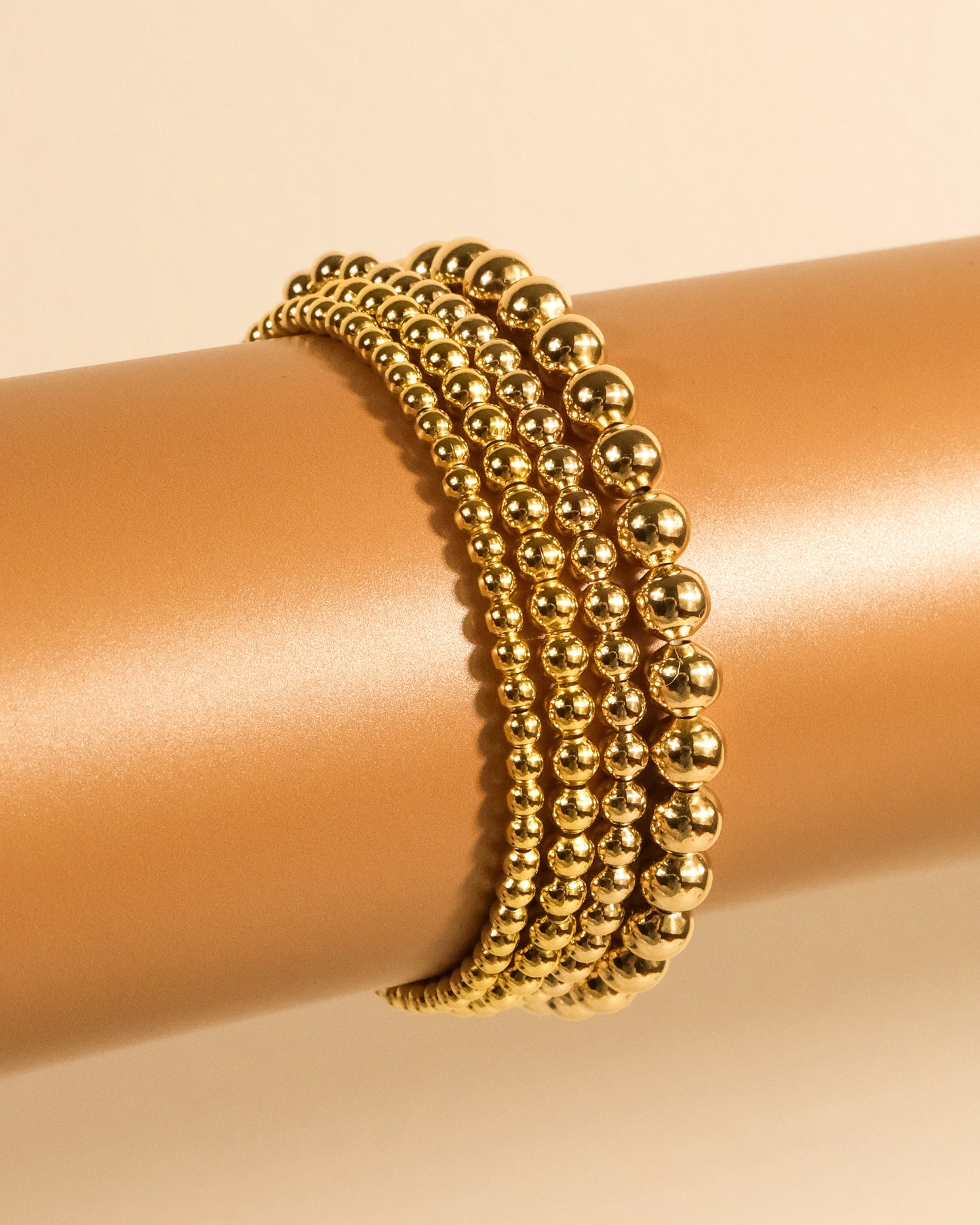 Sterling Silver Beaded Stretch Bracelet Sets