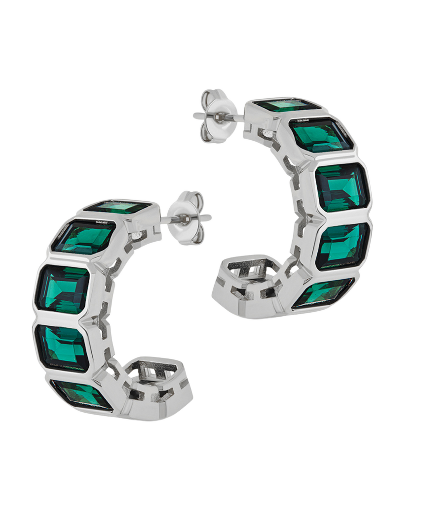 Nyssa Bezel CZ Station Hoop Earrings