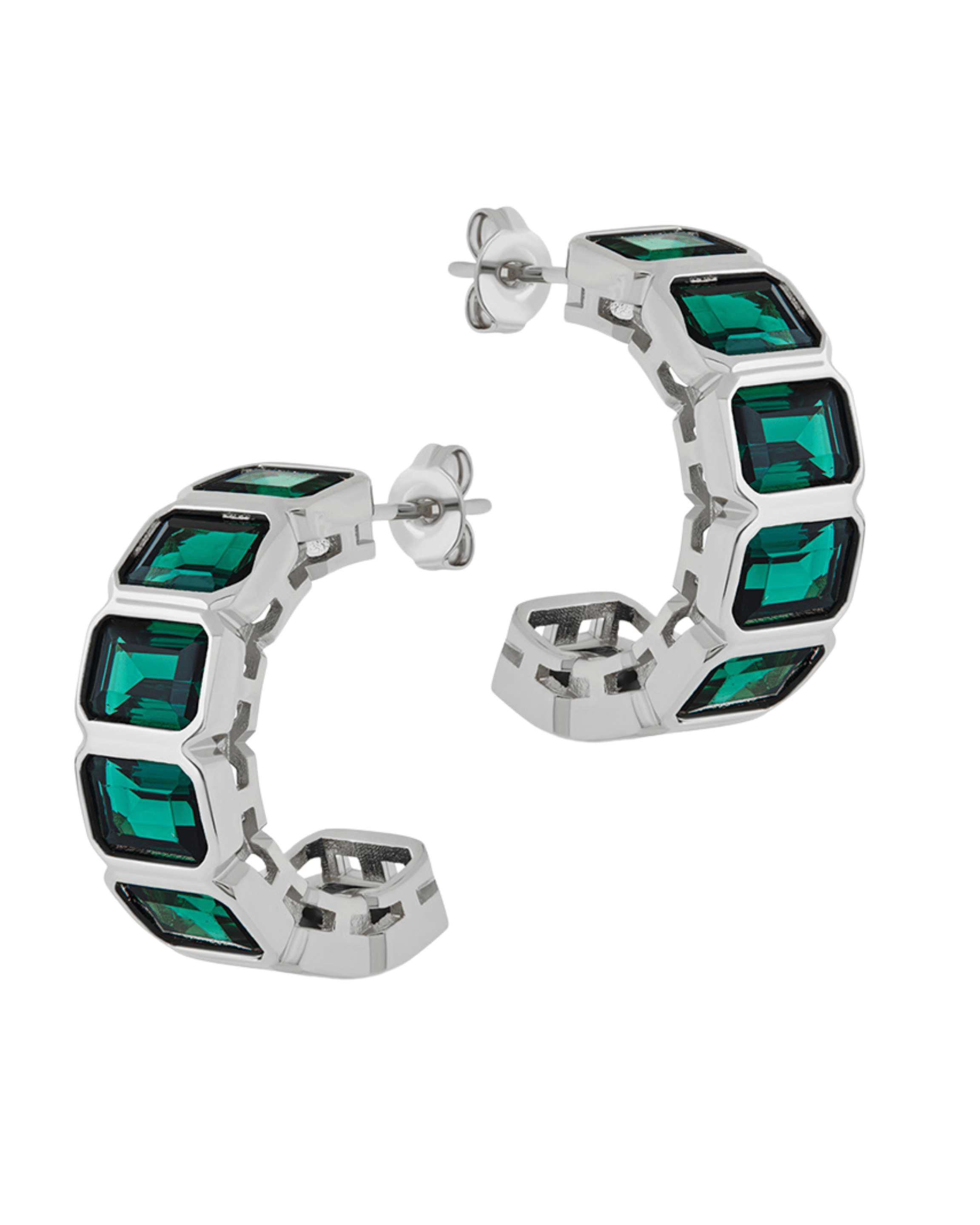 Nyssa Bezel CZ Station Hoop Earrings - Sterling Forever