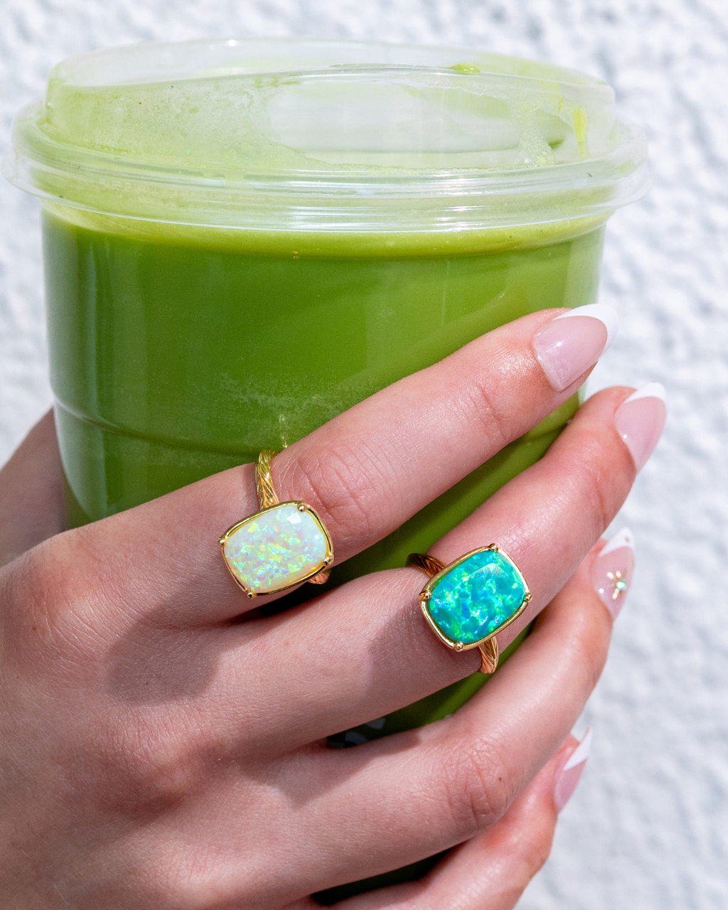 Sterling Silver Green Opal Elongated Cushion Ring
