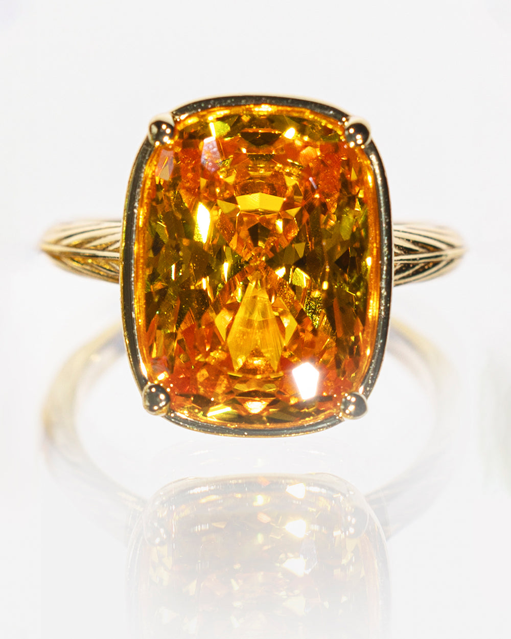 Sterling Silver Elongated Cushion Canary CZ Cocktail Ring