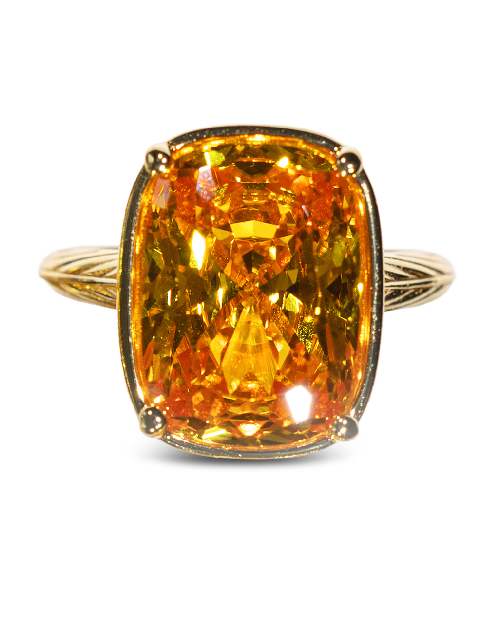 Sterling Silver Elongated Cushion Canary CZ Cocktail Ring