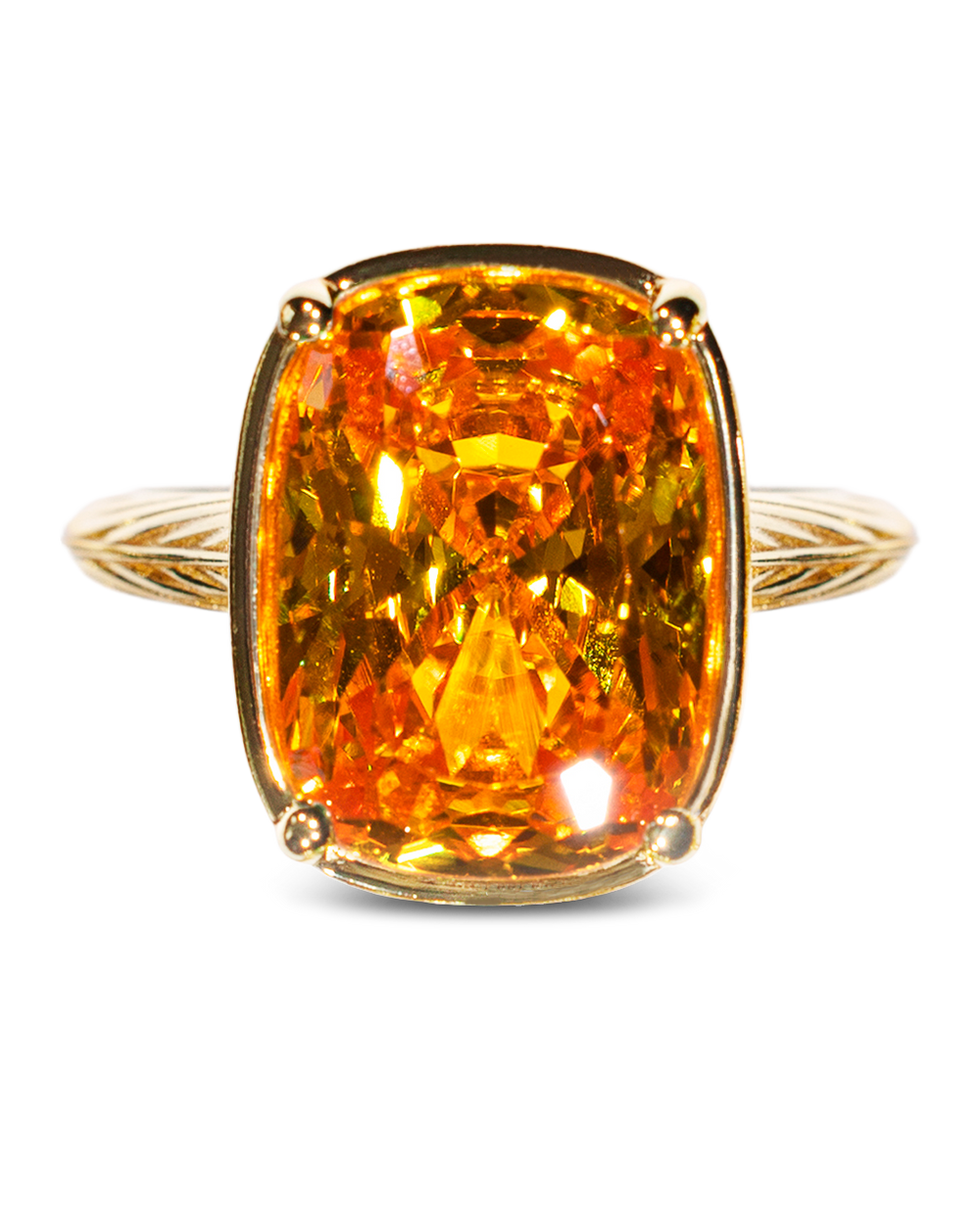 Sterling Silver Elongated Cushion Canary CZ Cocktail Ring